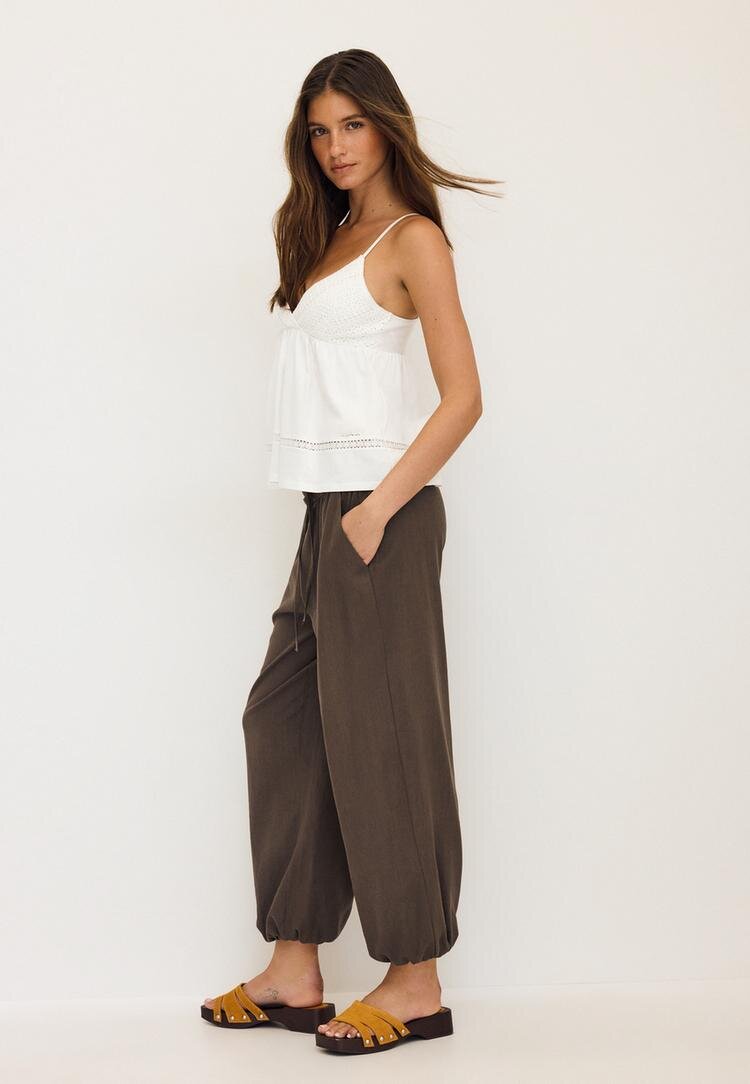 Stradivarius Pantaloni Bufant Cu Efect De In Maro M