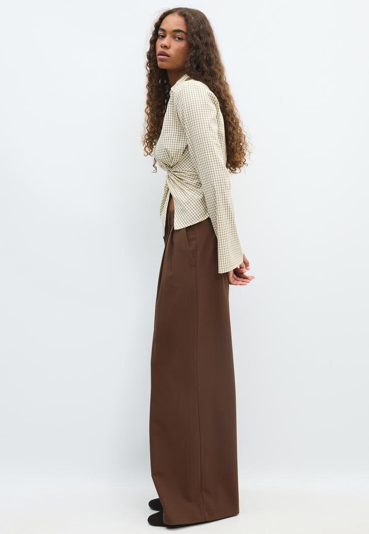 Stradivarius Pantaloni Eleganți Wide Cu Nasturi Reglabili Maro 38