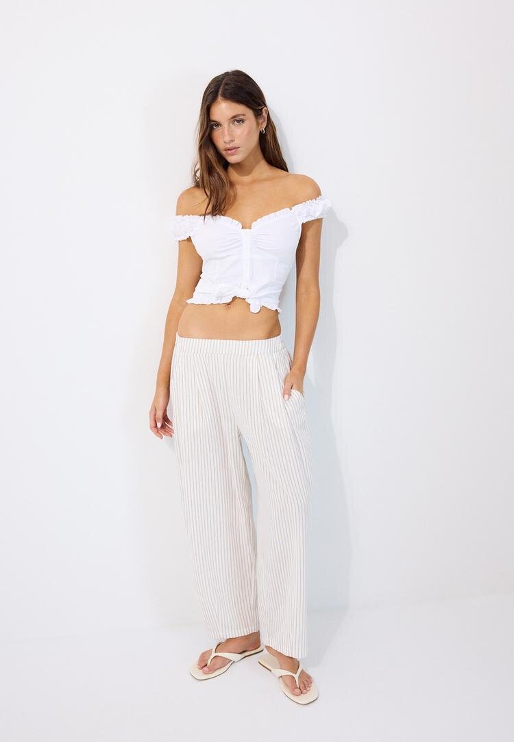Stradivarius Pantaloni Fluizi Tip Barrel Piatră L