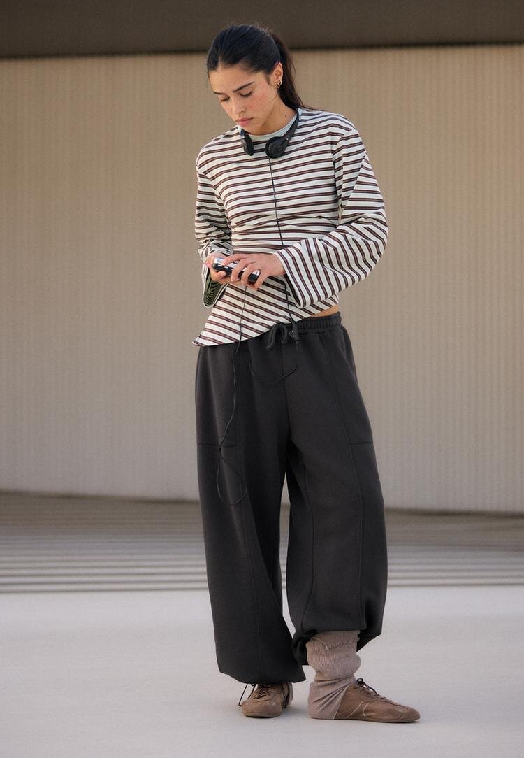 Stradivarius Pantaloni Jogger Barrel Din Felpa Cu Opritori Gri Marengo Xl