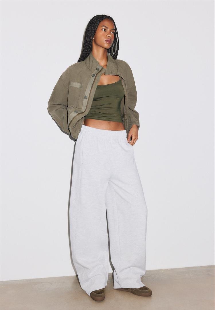 Stradivarius Pantaloni Jogger Barrel Gri Melanj Xl
