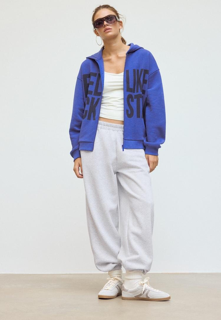 Stradivarius Pantaloni Jogger Boyfriend Gri Melanj L