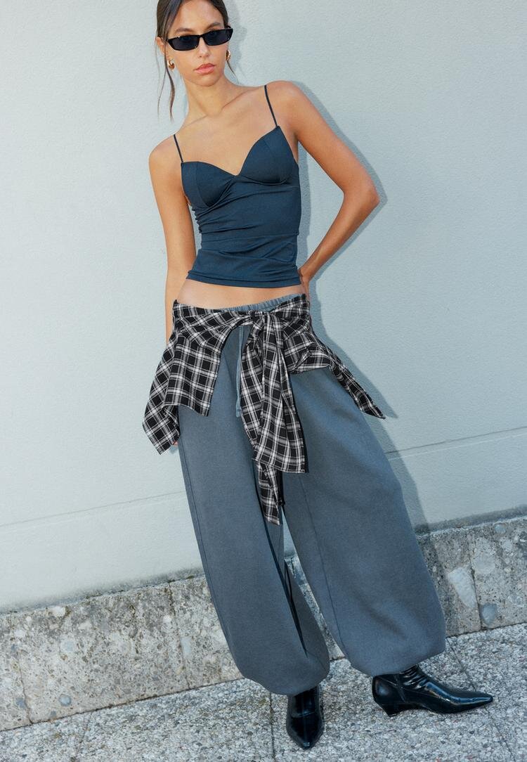 Stradivarius Pantaloni Jogger Din Felpa Cu Stoppers Și Acid Wash Gri Marengo S