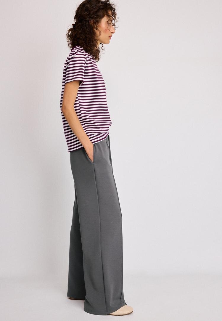 Stradivarius Pantaloni Jogger Largi Cu Nervură Și Textură Moale Gri S