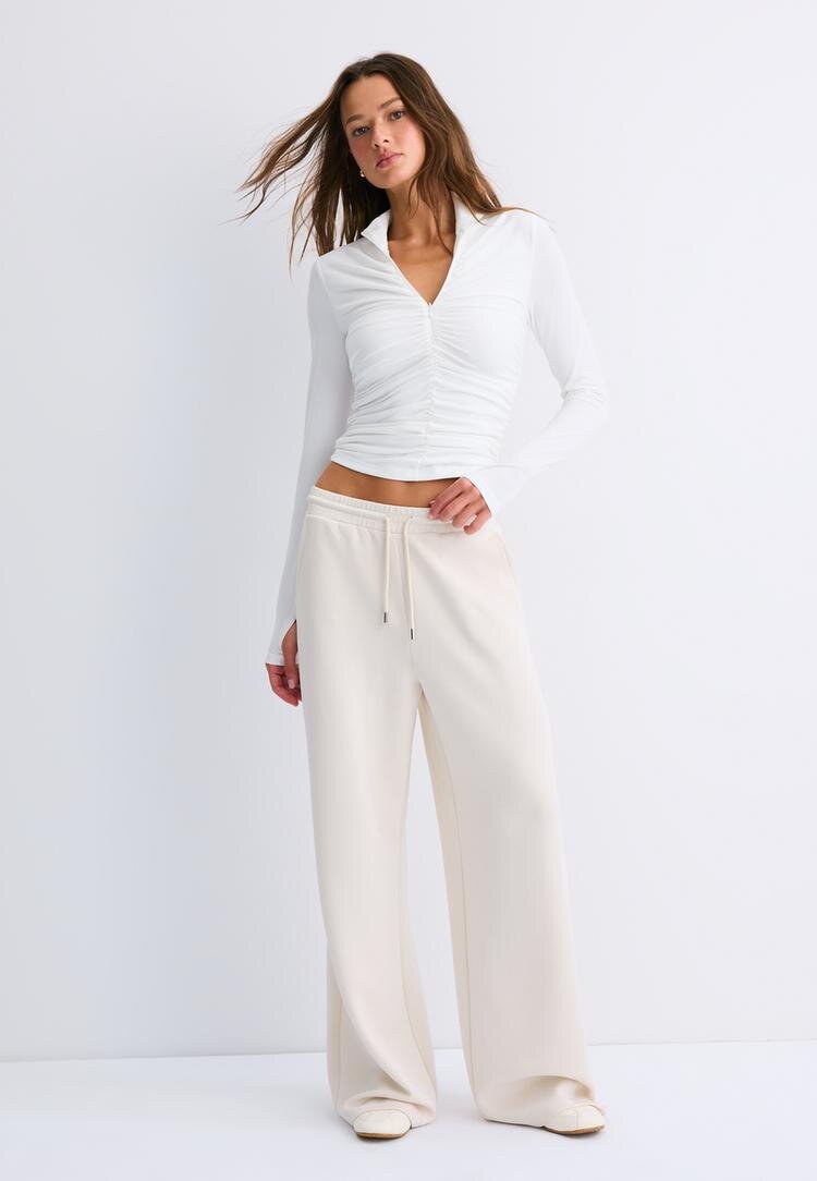 Stradivarius Pantaloni Jogger Palazzo Cu Tușeu Moale Piatră L