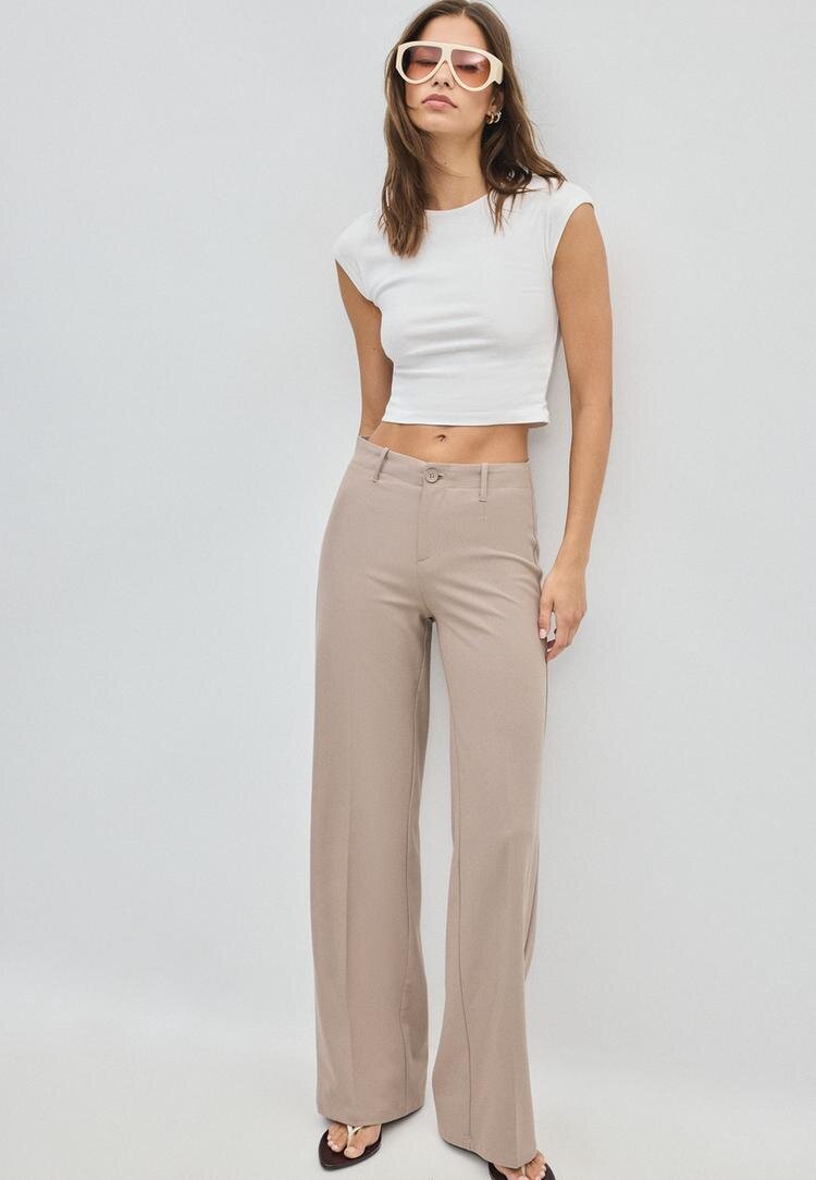 Stradivarius Pantaloni Largi Bej 38