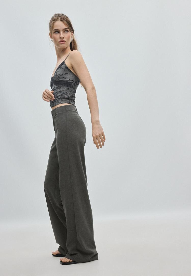 Stradivarius Pantaloni Largi Gri Marengo 32
