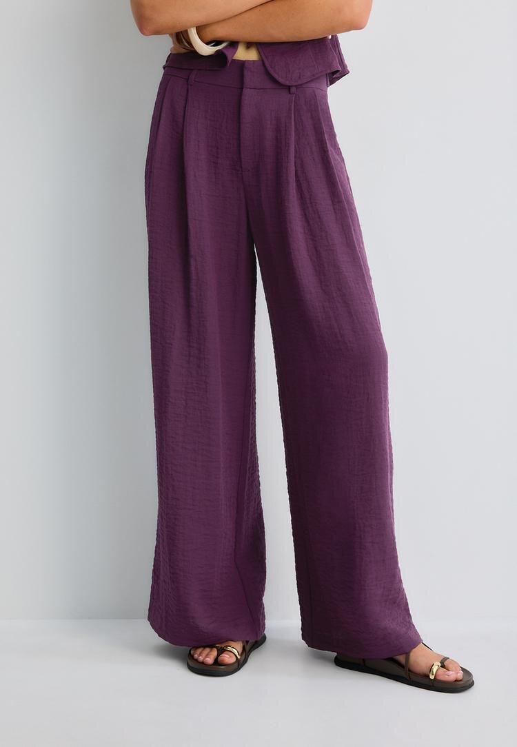 Stradivarius Pantaloni Largi Rustici Mov 44