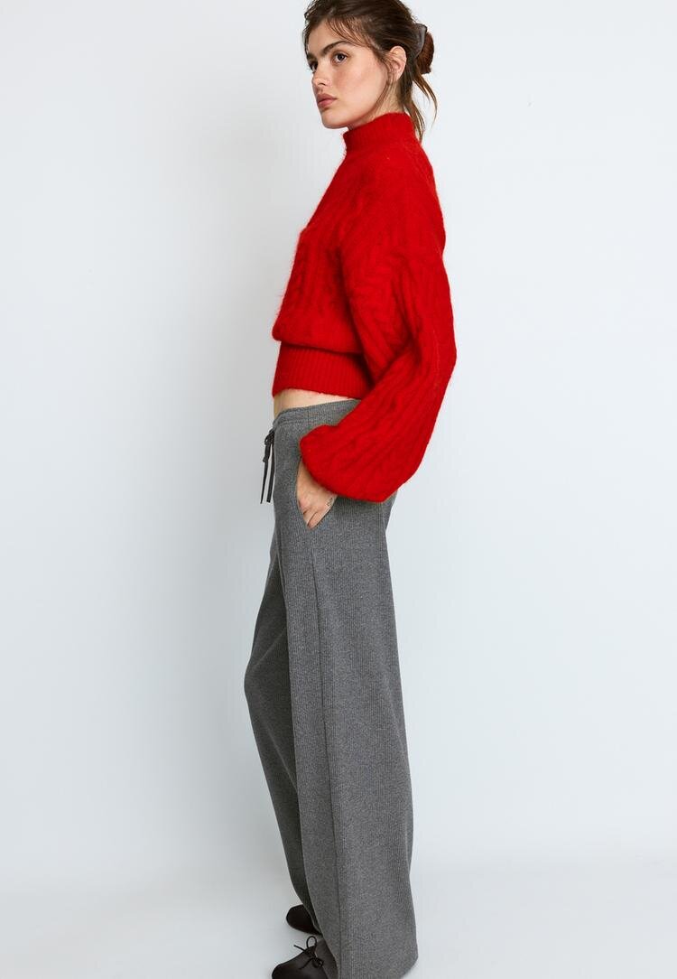 Stradivarius Pantaloni Rib Fini La Atingere Gri Marengo S