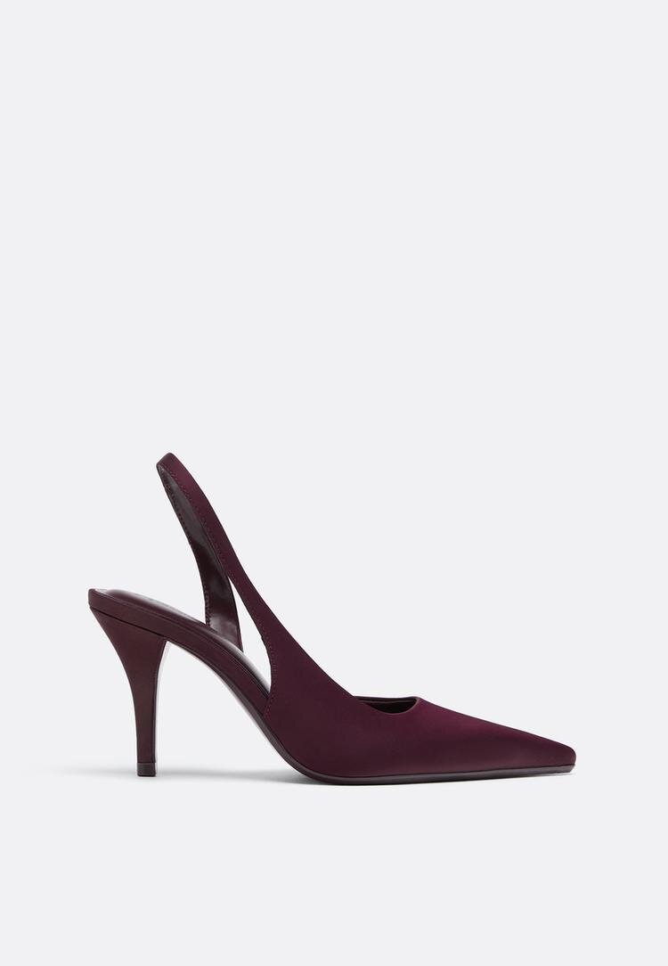 Stradivarius Pantofi Cu Toc Cu Efect Satinat Bordo 39