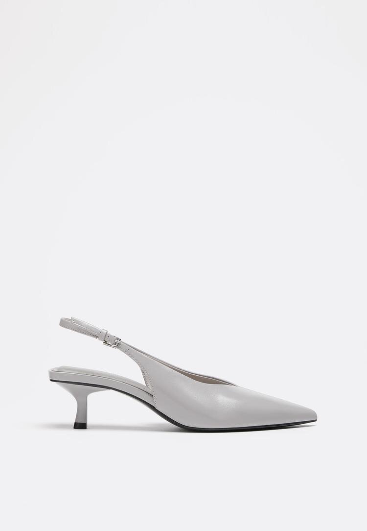 Stradivarius Pantofi Cu Toc Decolteu În V Gri 37