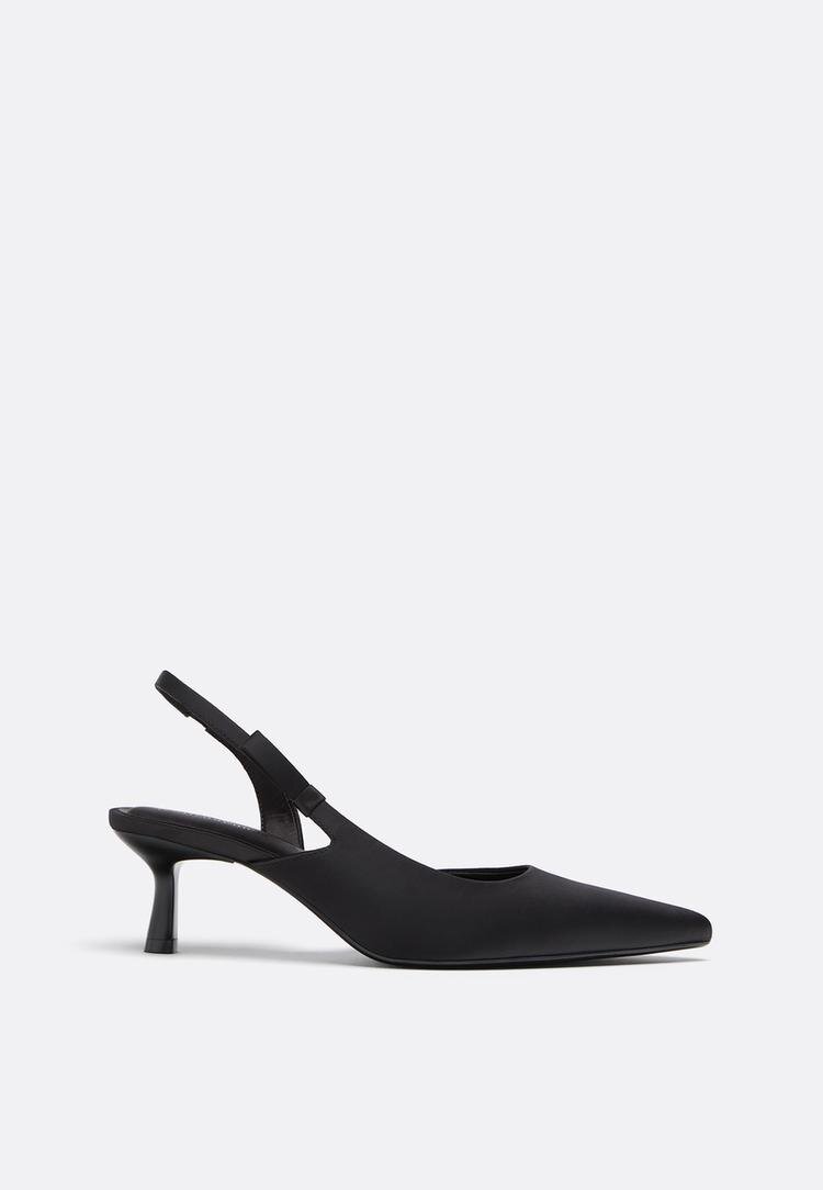 Stradivarius Pantofi Cu Toc Decupați Cu Fundă Negru 37