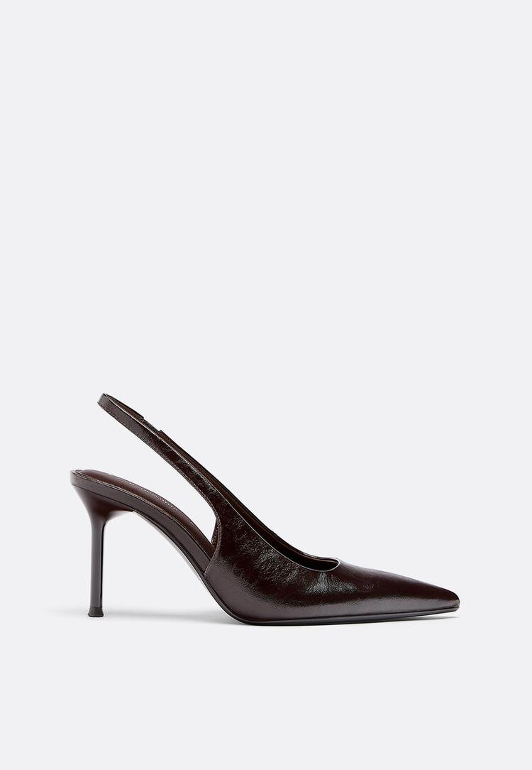 Stradivarius Pantofi Cu Toc Decupați La Spate Maro 37