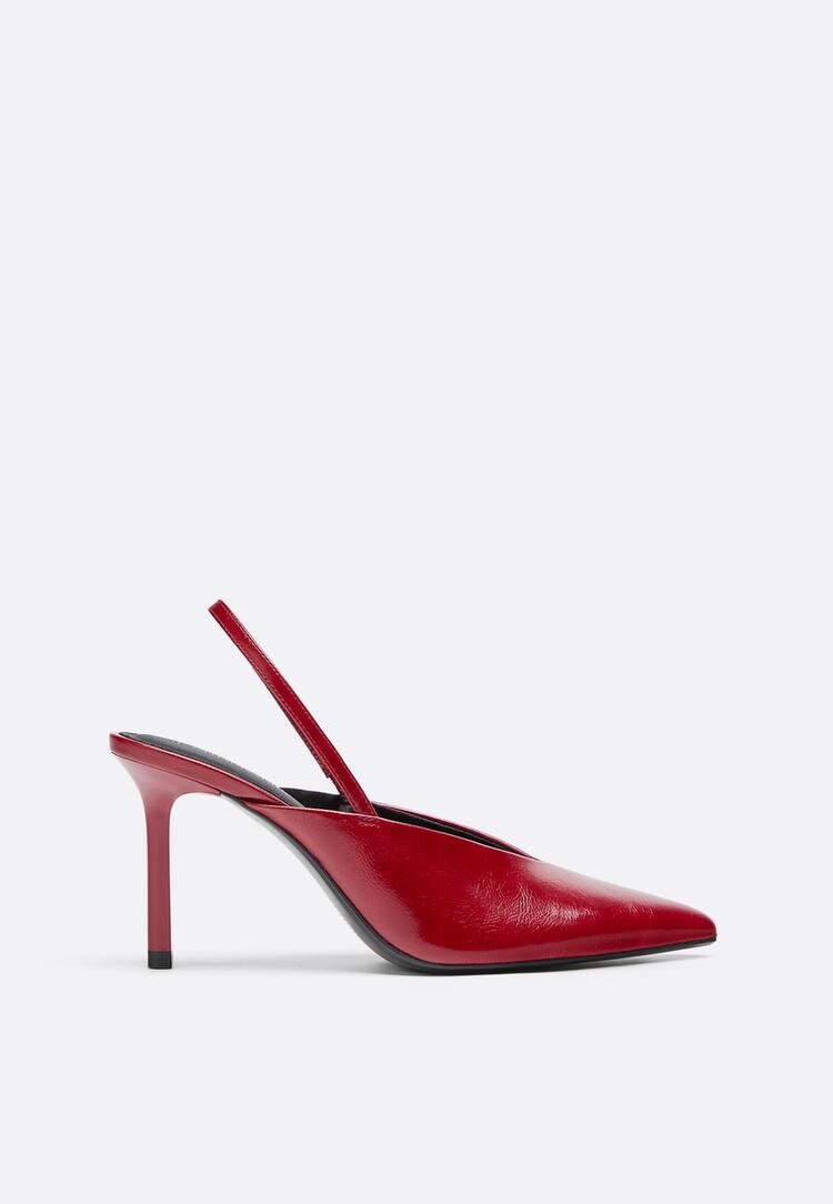 Stradivarius Pantofi Cu Toc Și Decolteu În V Roșu 38