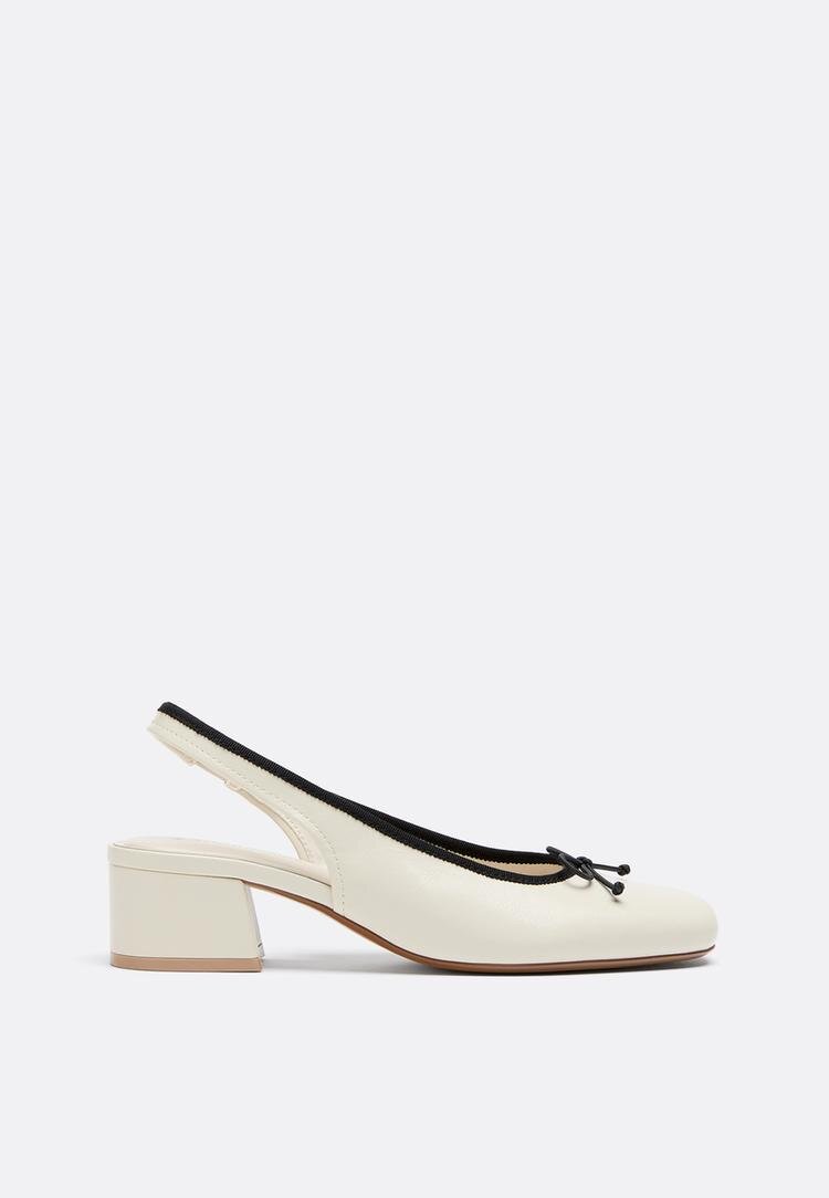 Stradivarius Pantofi Cu Toc Tip Balerină Crem 35