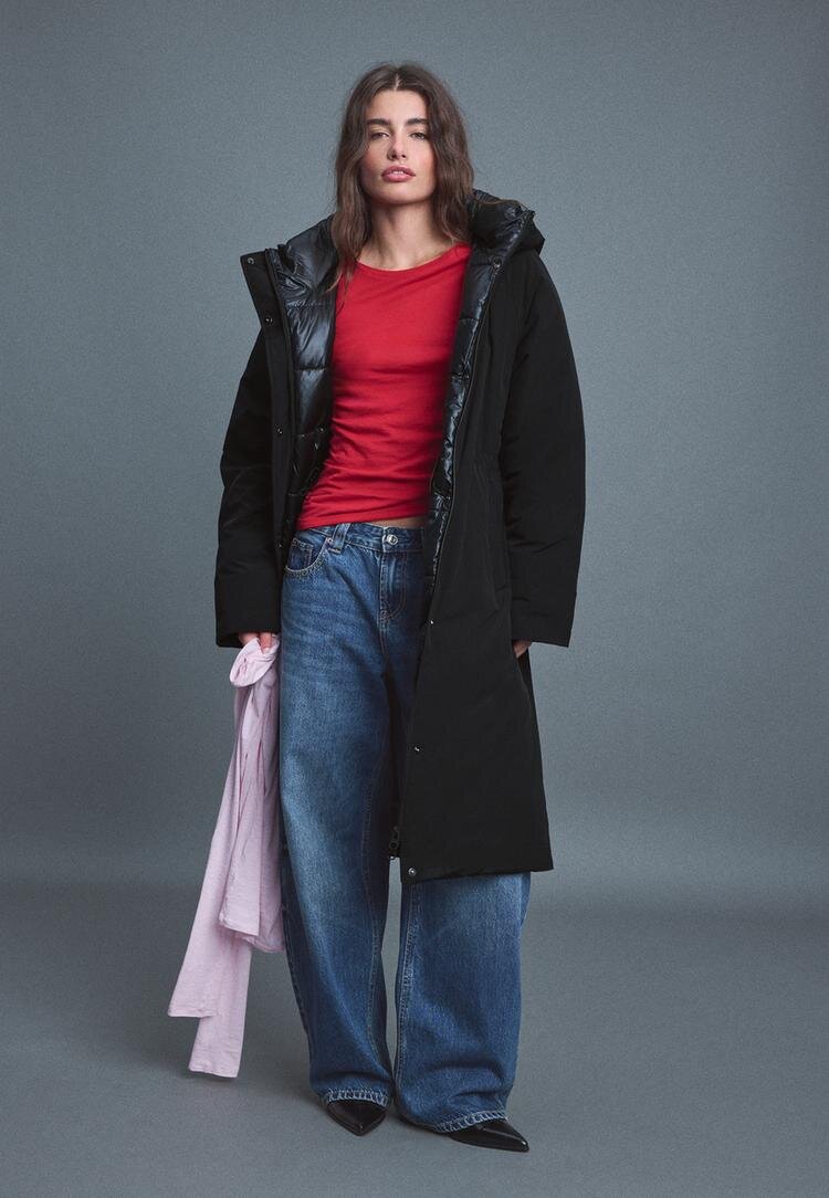 Stradivarius Parka Matlasată Negru Xs