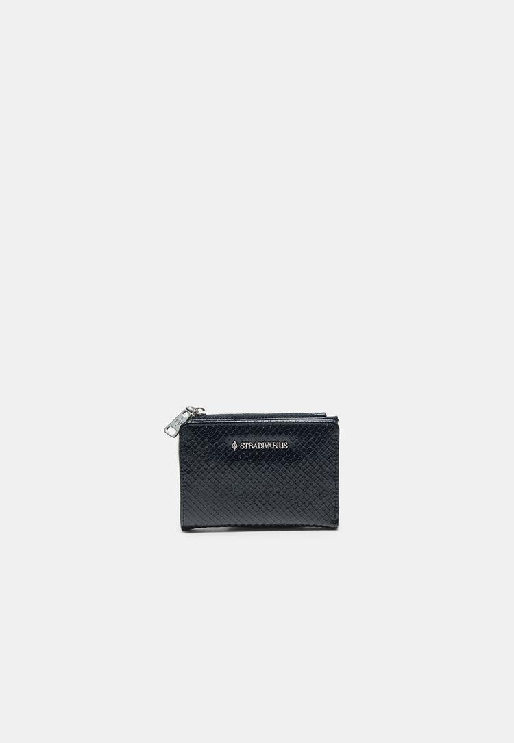 Stradivarius Portofel Carduri Cu Print Șarpe Negru Os