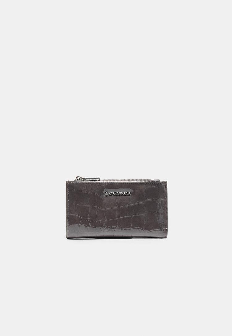 Stradivarius Portofel De Bază Cu Aspect De Piele De Crocodil Gri Marengo Os
