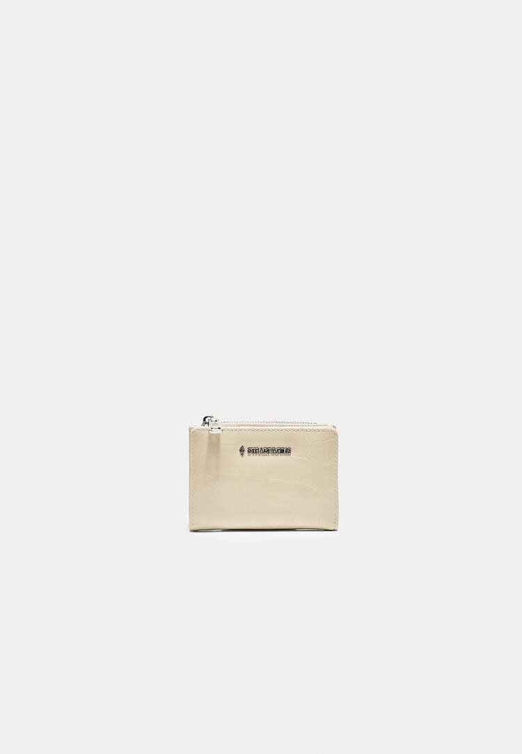 Stradivarius Portofel Pentru Carduri Cu Efect Croco Ecru Os