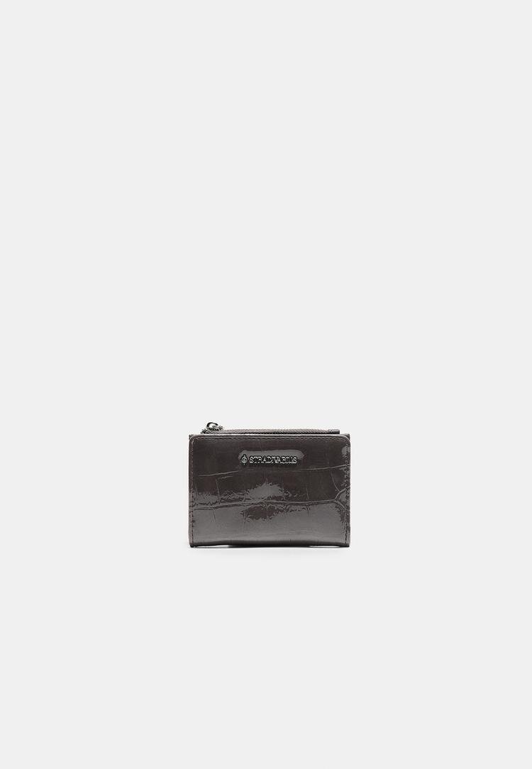 Stradivarius Portofel Pentru Carduri Cu Efect De Piele De Crocodil Gri Marengo Os