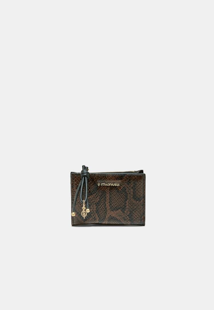 Stradivarius Portofel Pentru Carduri Cu Print Șarpe Maro Os