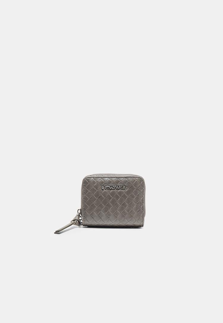 Stradivarius Portofel Port-Card Cu Efect Împletit Gri Marengo Os