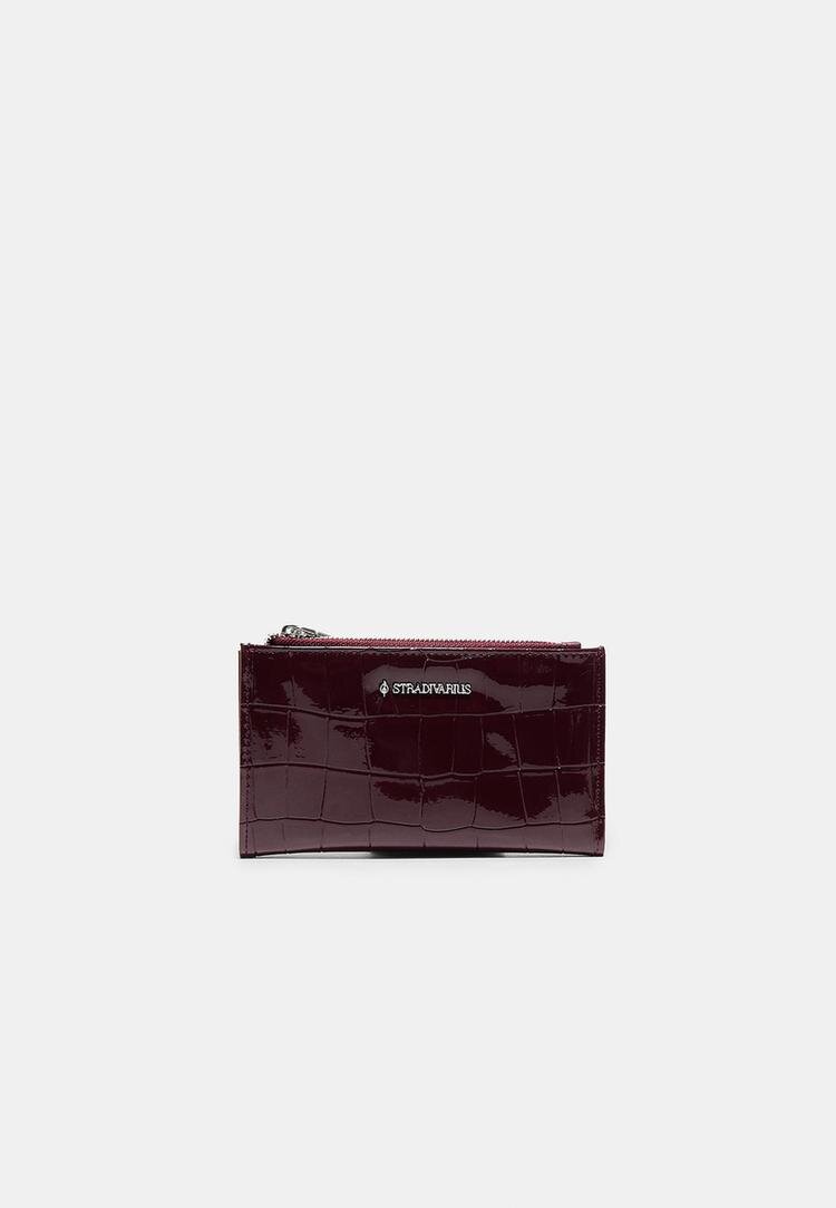 Stradivarius Portofel Simplu Cu Fermoar Grena Os