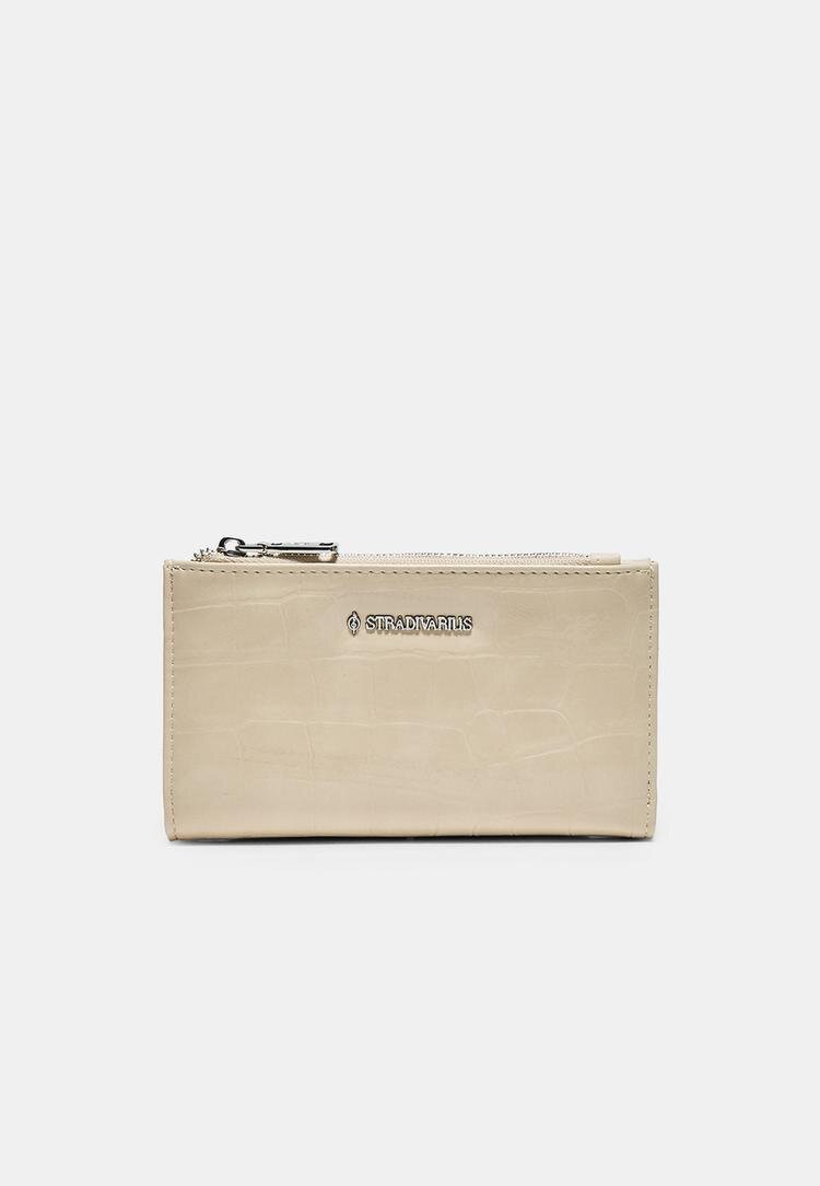 Stradivarius Portofel Simplu Cu Presaj Piele De Crocodil Ecru Os