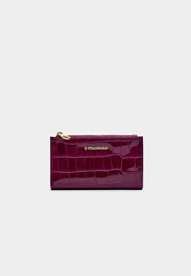 Stradivarius Portofel Simplu Cu Presaj Piele De Crocodil Fucsia Os