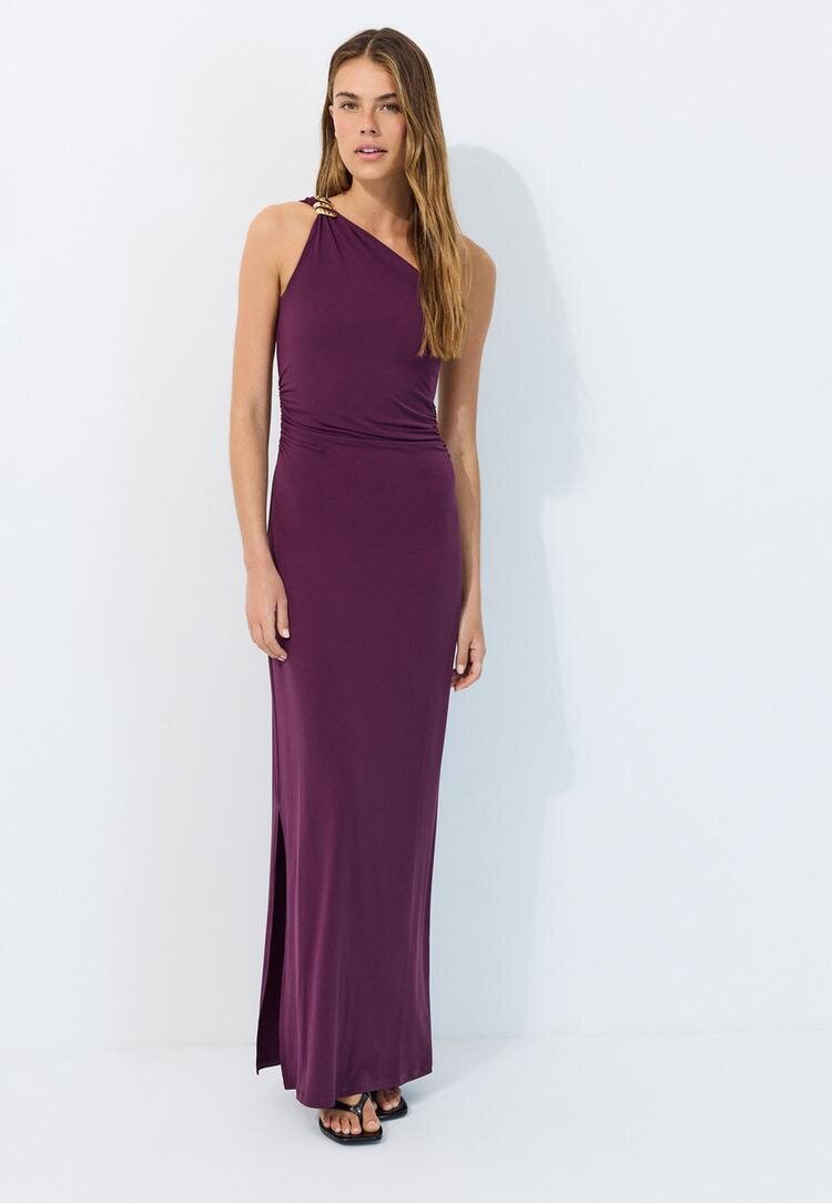 Stradivarius Rochie Cu Piesă Metalică Purpuriu M