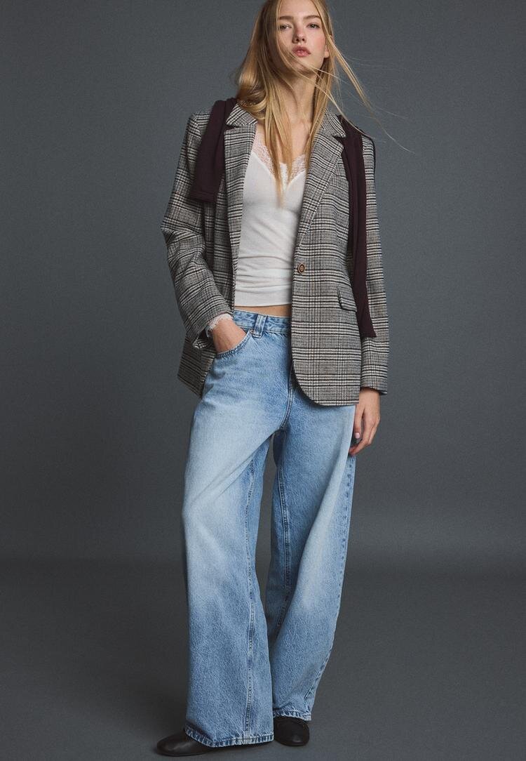 Stradivarius Sacou De Stofă Basic Bej S