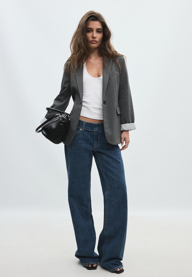 Stradivarius Sacou Regular Pepit Gri S