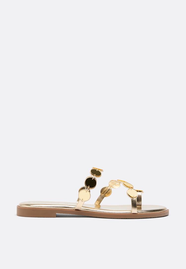 Stradivarius Sandale Joase Cu Efect Oglindă Aur 36