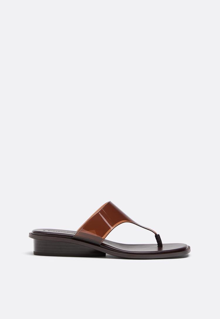 Stradivarius Sandale Thong Plate Din Vinilin Maro 38