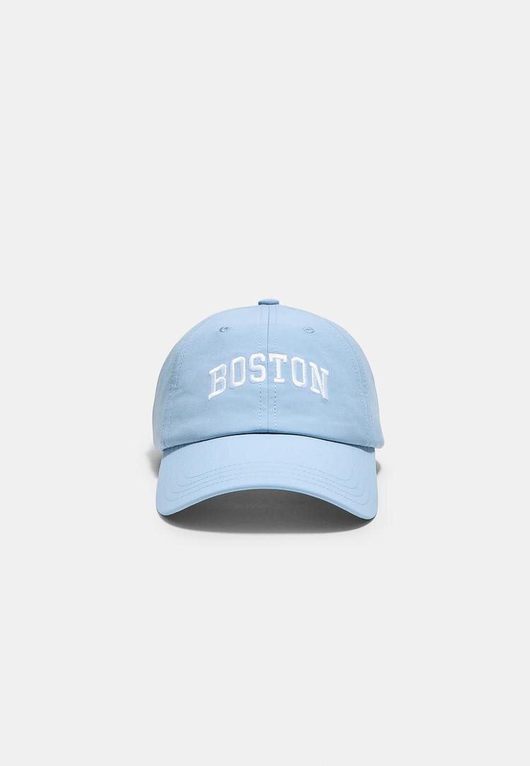 Stradivarius Șapcă Sport Cu Broderie Boston Albastru Os