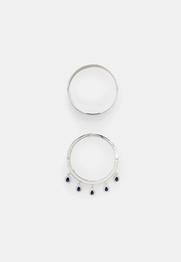 Stradivarius Set 2 Brățări Cu Charm-Uri Gri Os