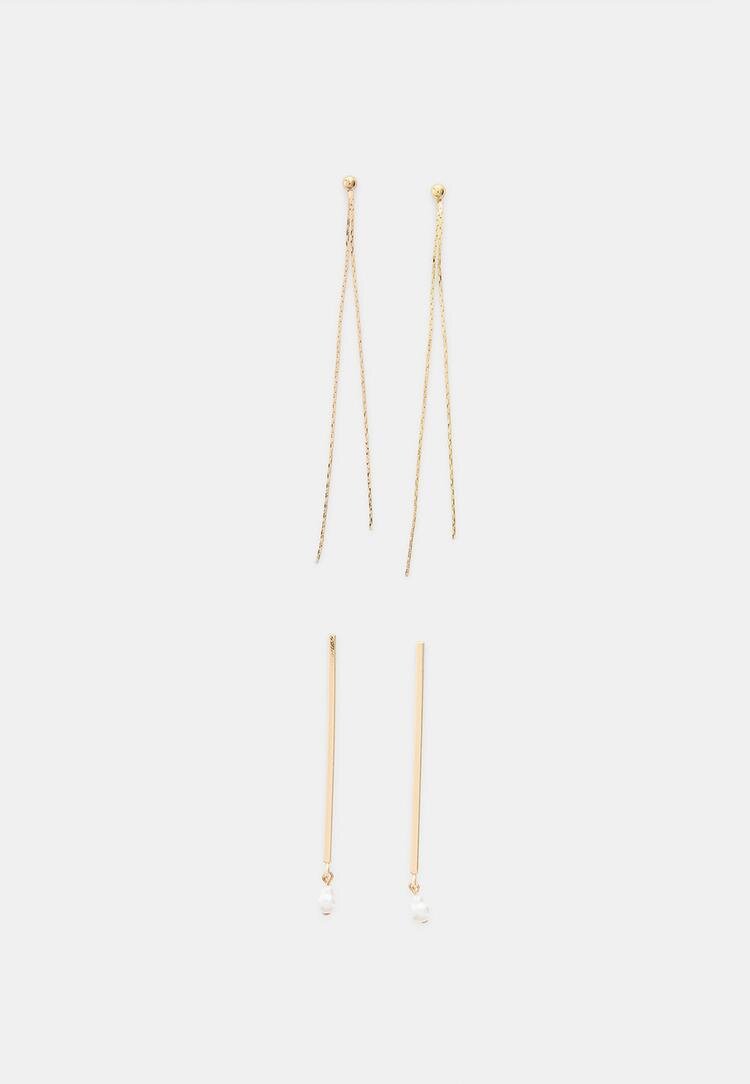 Stradivarius Set 2 Cercei Lungi Auriu Os