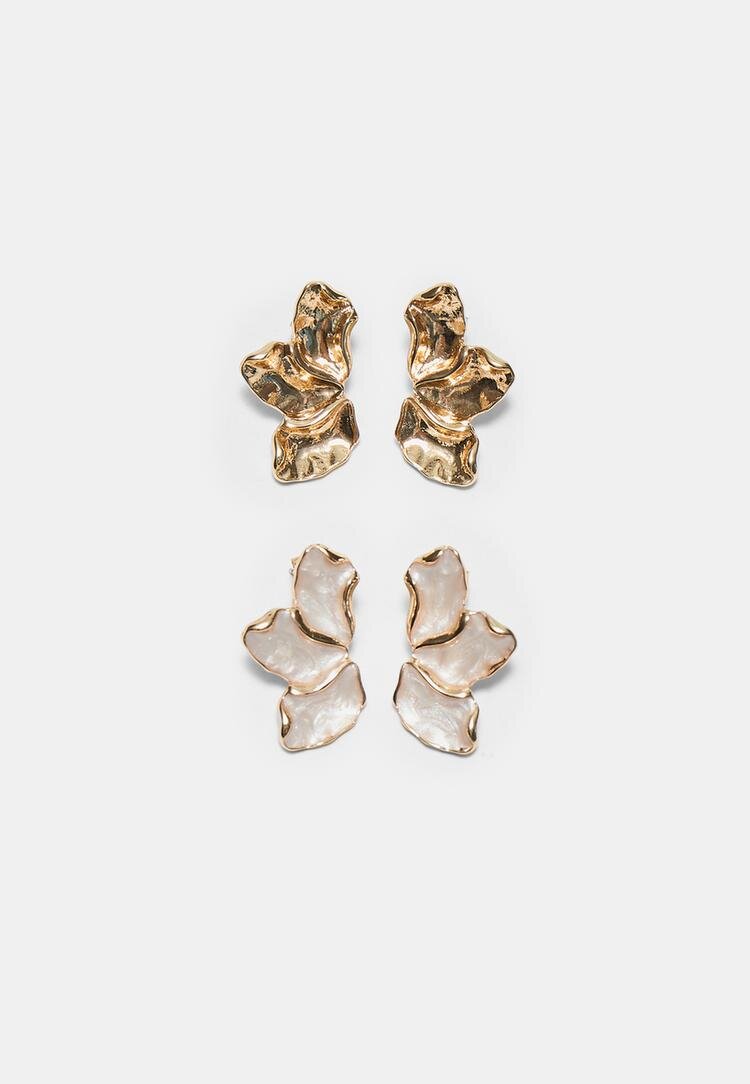 Stradivarius Set 2 Cercei Mini Evantai Auriu Os