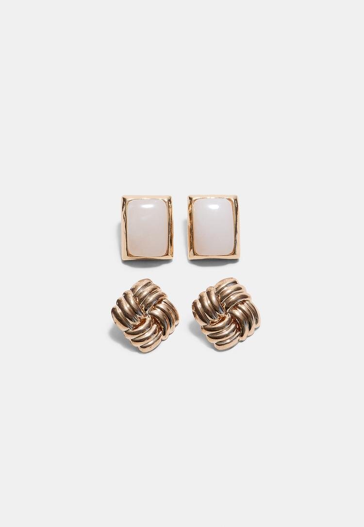 Stradivarius Set 2 Perechi Cercei Stud Auriu Os