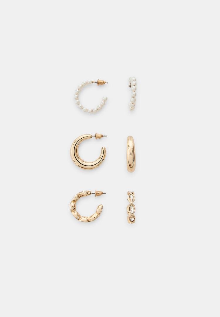 Stradivarius Set 3 Cercei Creole Auriu Os