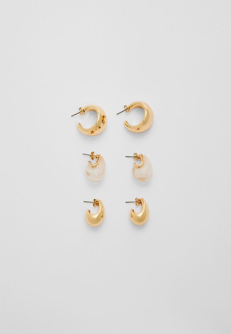 Stradivarius Set 3 Cercei Mini Cu Volum Auriu Os