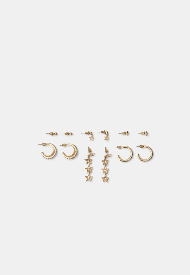 Stradivarius Set 6 Cercei Multipack Cu Stele Auriu Os