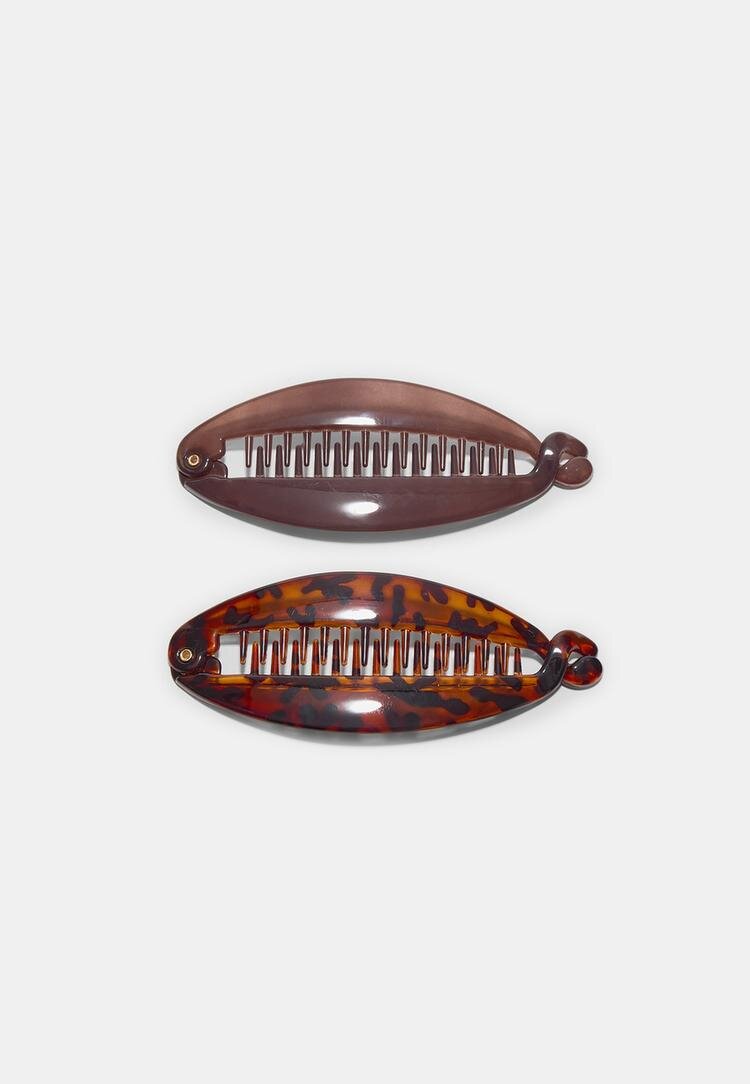 Stradivarius Set De 2 Clame Tip Banană Maro Os