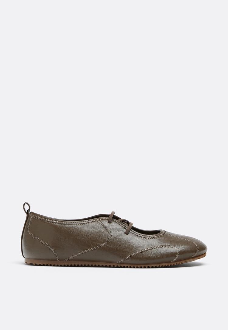 Stradivarius Sneakeri Tip Balerini Cu Baretă Elastică Khaki 38