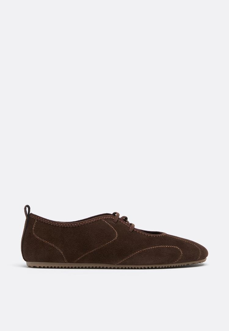 Stradivarius Sneakerine Din Piele Cu Baretă Elastică Maro 39