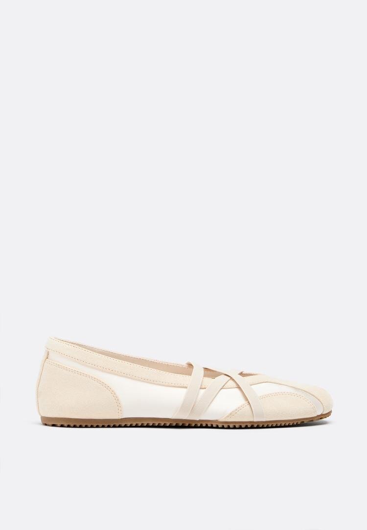 Stradivarius Sneakerine Extraflexibile Cu Barete Crem 38