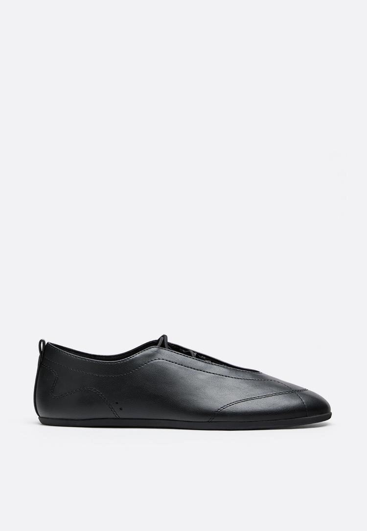 Stradivarius Sneakerine Extraflexibile Cu Barete Negru 40