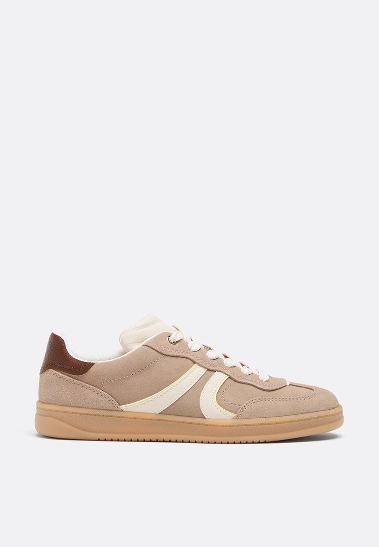Stradivarius Tenisi Casual Din Piele Bej 37