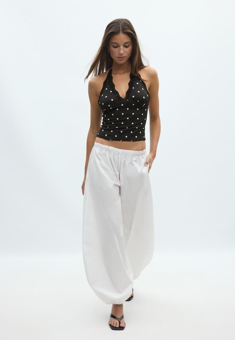Stradivarius Top Halter Din Dantelă Gri Deschis Xs