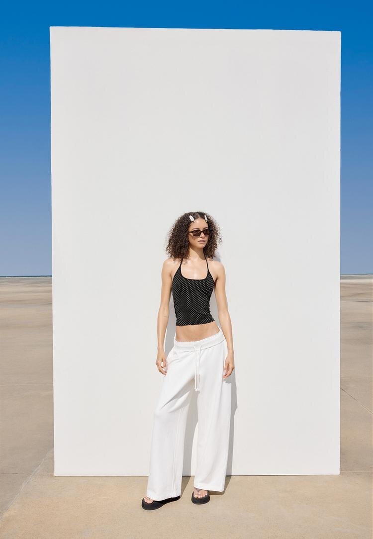 Stradivarius Top Halter Din Tricot Transparente S